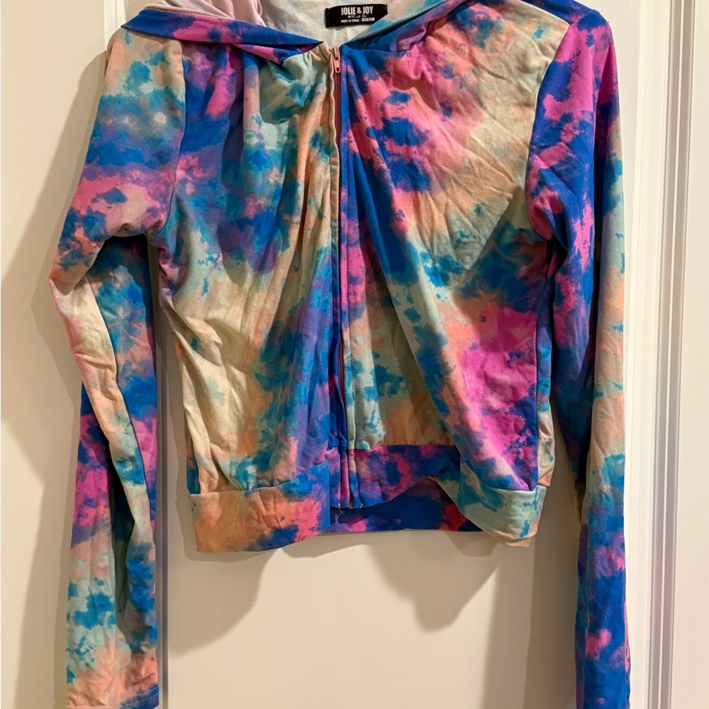 Jolie & Joy Multi-Color Tie-Dye Zip Hoodie and pants matching set